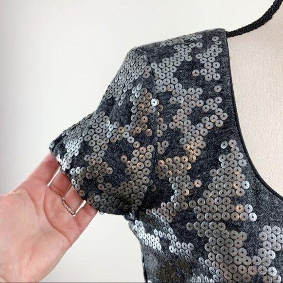 Laundry by Shelli Segal‎ Sequined Camo Gray Sheath Formal Cocktail Dress Sm - Picture 7 of 15